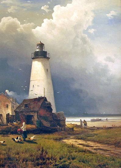 Edward Moran Sandy Hook Lighthouse oil painting image